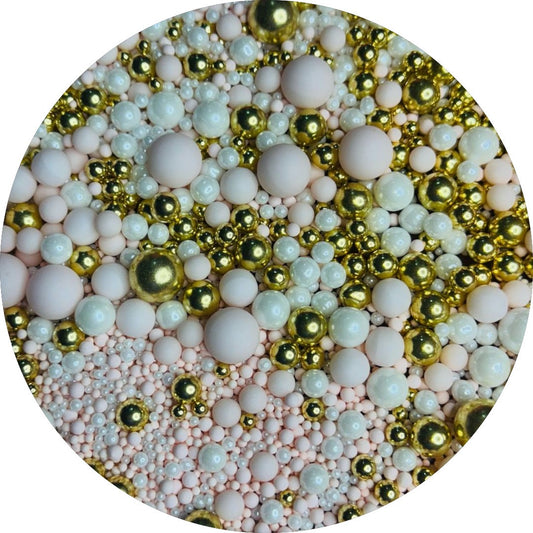 Sprinkles San Valentin  Perlas Metalicas Oro & Blanca matte & Rosa - Dia de las madres