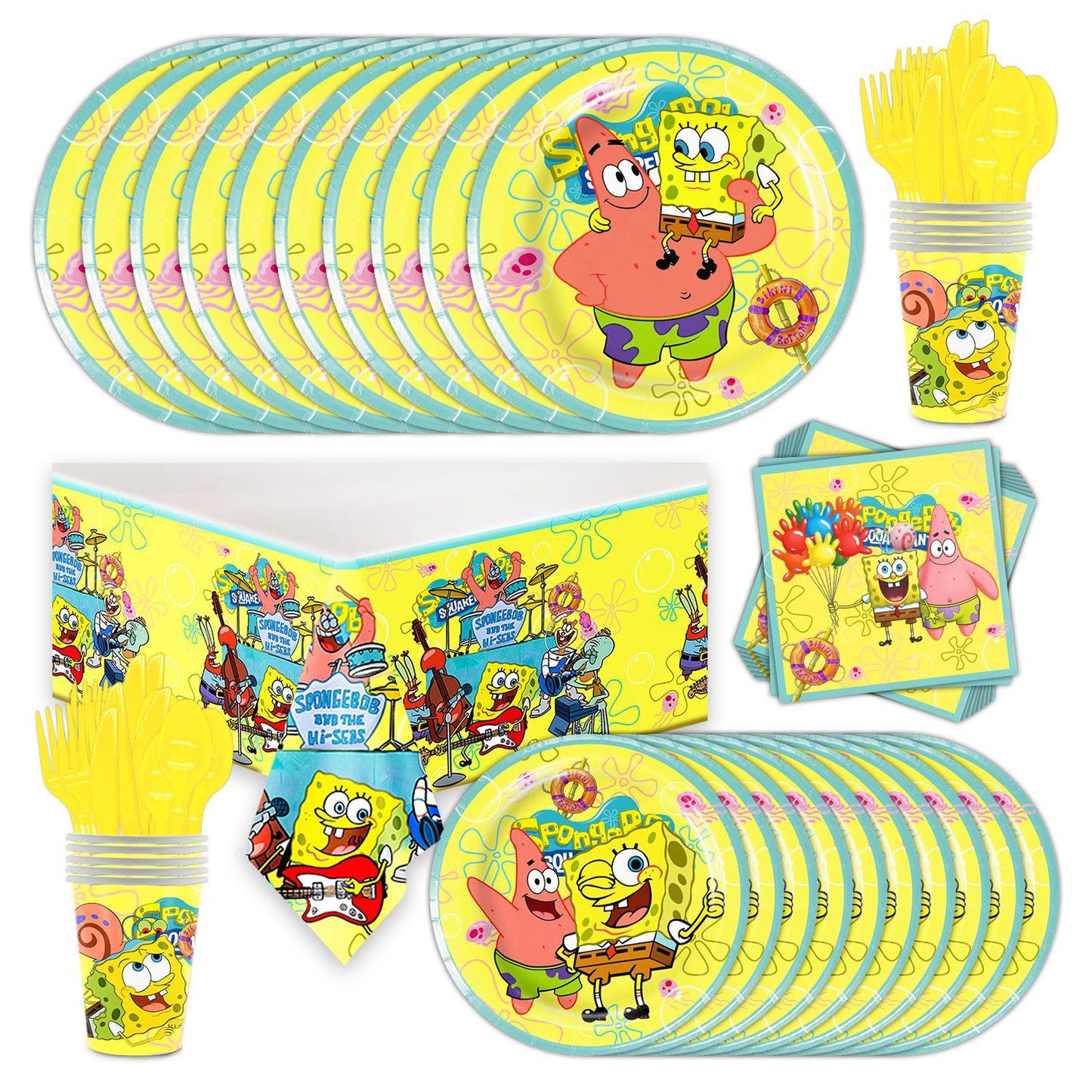 Set de Fiestas 81 piezas 10 invitados Bob Esponja