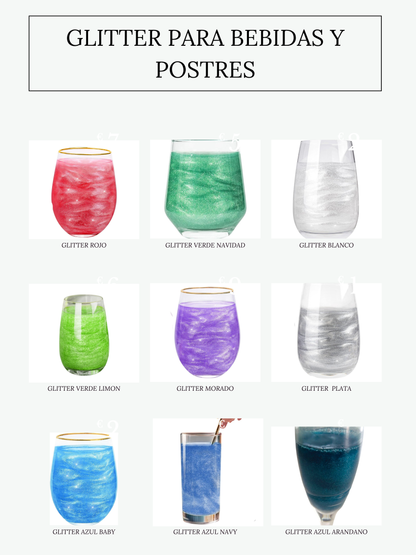 Glitter plata comestible para bebidas y reposteria