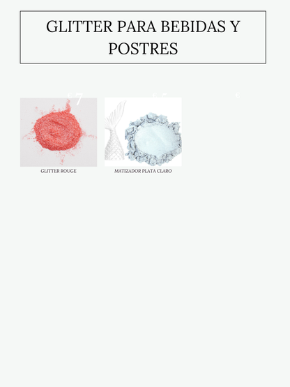 Glitter plata comestible para bebidas y reposteria