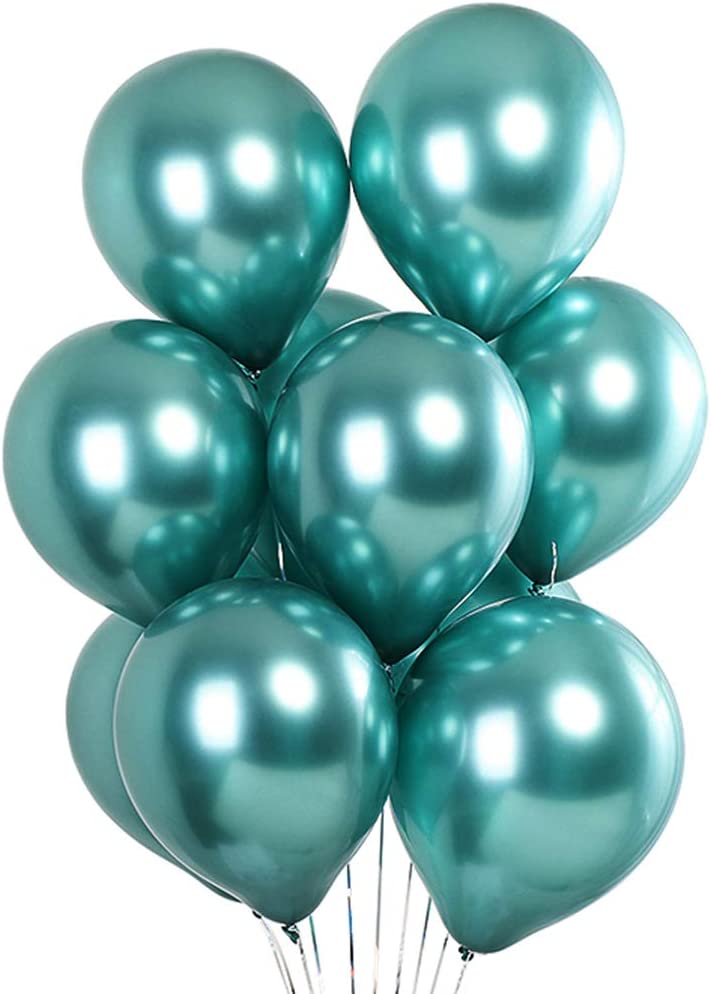 Globos Cromados Latex 12plg - Calidad Helio: Color Verde Turquesa