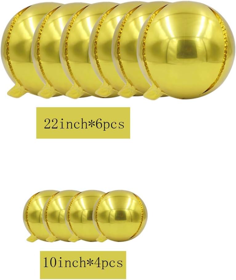 Globos Orbz Dorados Set 10 Pzas - 4 Globos Orbz 22plg + 6 Globos Orbz 10plg