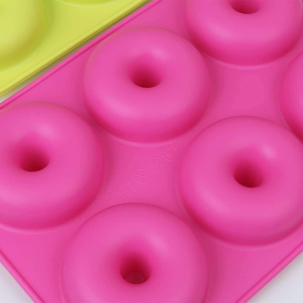 Moldes Silicon | Moldes de silicona para donas, paquete de 3 moldes de silicona antiadherentes de grado alimenticio para hornear donas, verde, rosa, azul