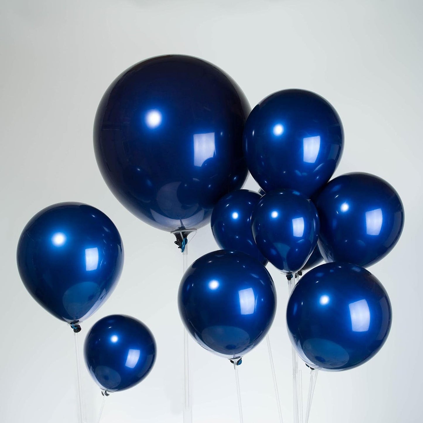 Globos Double Stuff 50 Pzas - 50 Globos MEtalicos Cromados doble capa Azul MArino