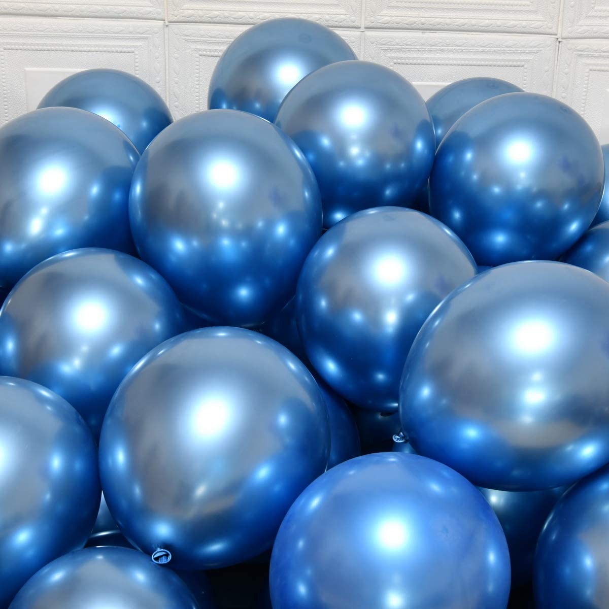 Globos Cromados Latex 12plg - Calidad Helio - 50 Piezas -: Color Azul Rey