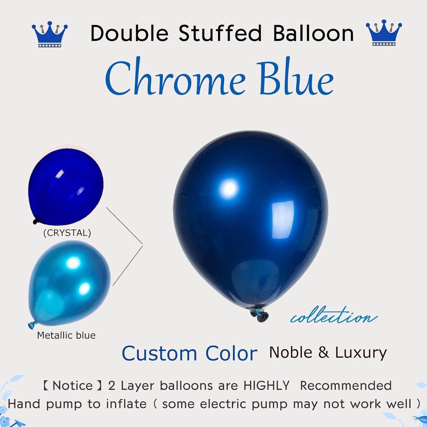 Globos Double Stuff 50 Pzas - 50 Globos MEtalicos Cromados doble capa Azul MArino