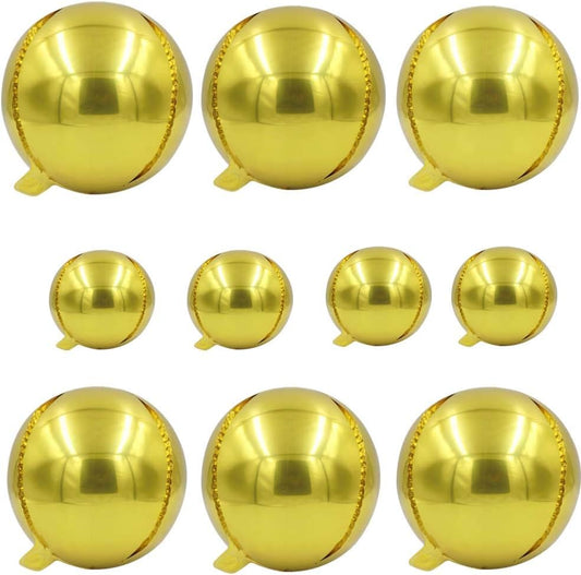 Globos Orbz Dorados Set 10 Pzas - 4 Globos Orbz 22plg + 6 Globos Orbz 10plg