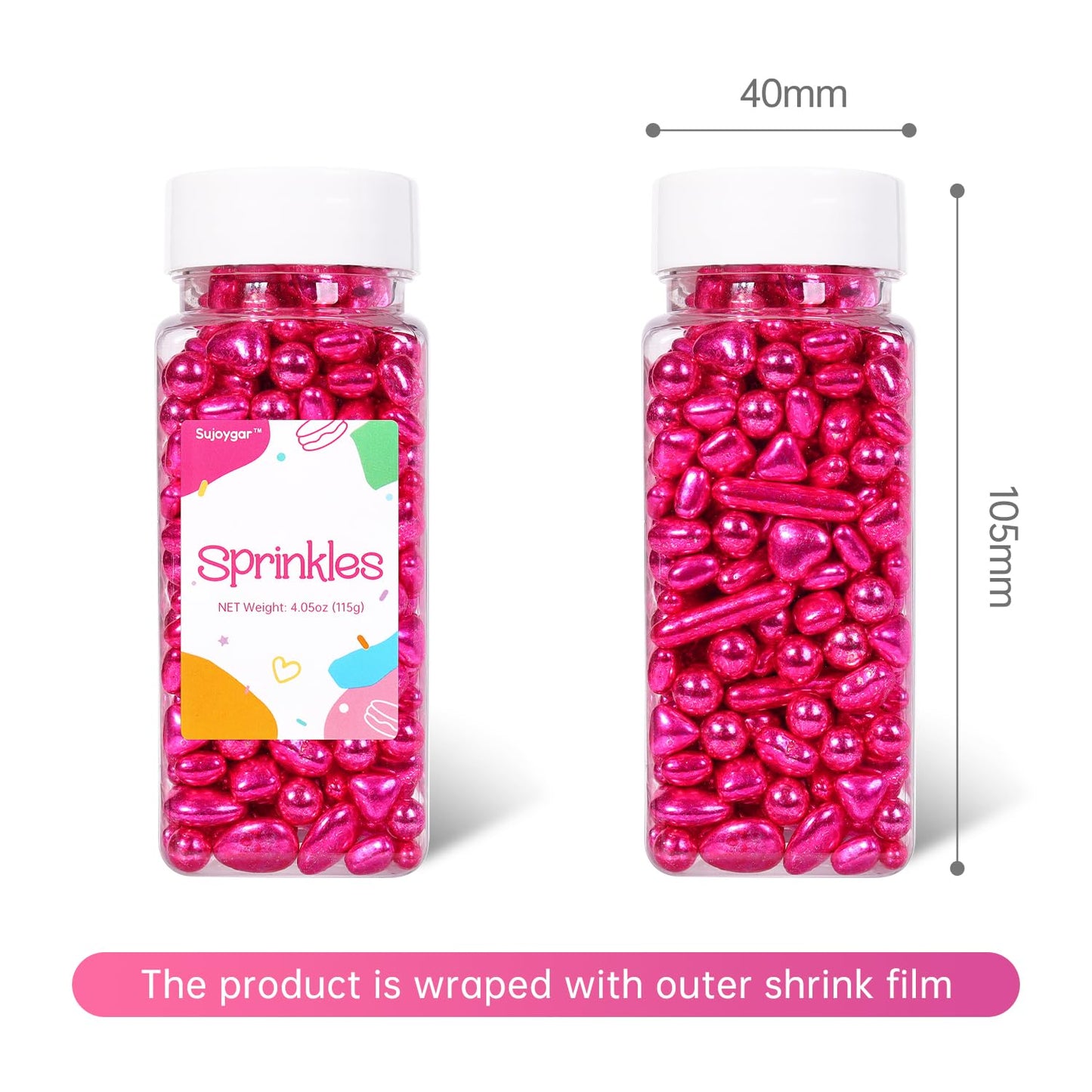 Sprinkles Metalicos Mix de Perlas Figuras Fucsia