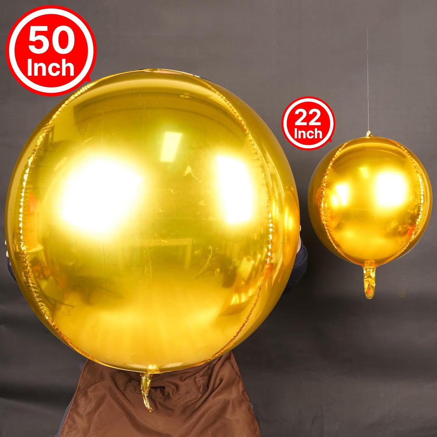 Set de 3 Globos Orbz 50plg Dorado - Gigantes Orbz Calidad Helio 50 pulgadas