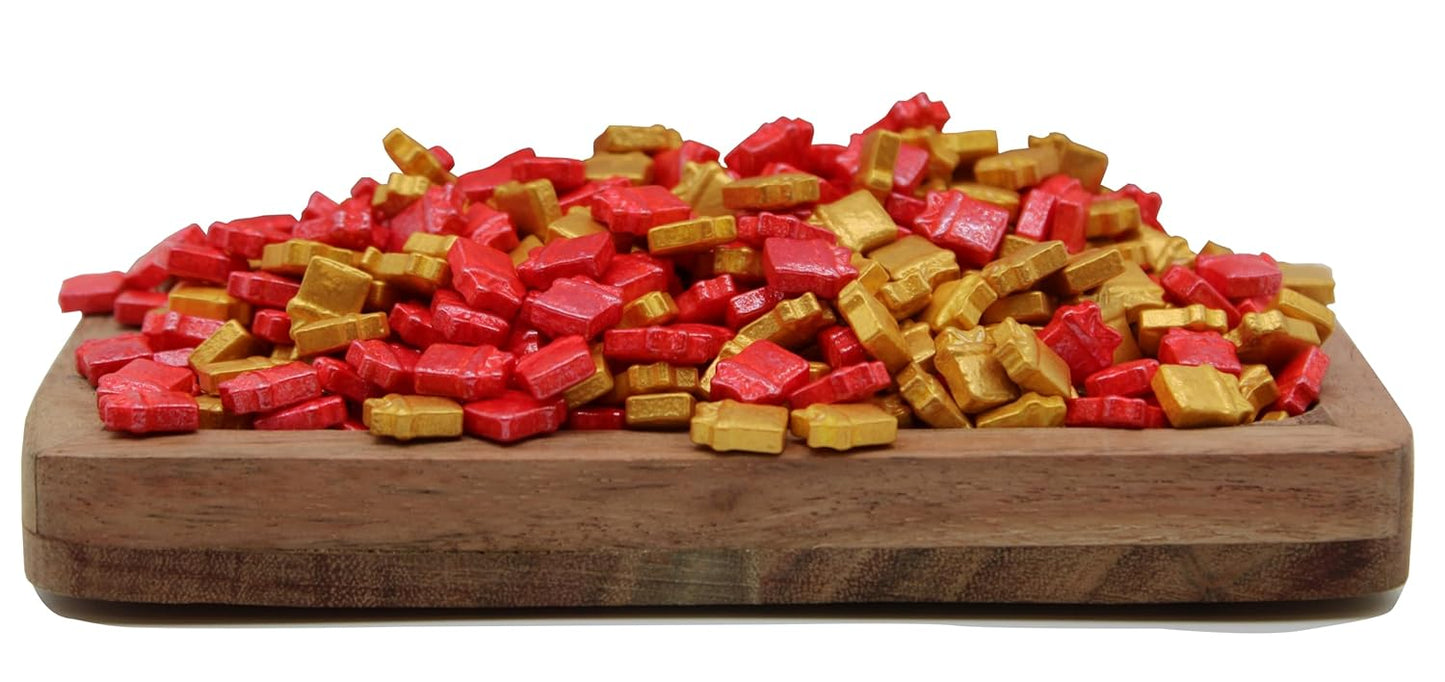 Sprinkles navidad regalitos oro y rojo 1cm