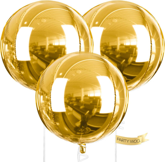 Set de 3 Globos Orbz 50plg Dorado - Gigantes Orbz Calidad Helio 50 pulgadas