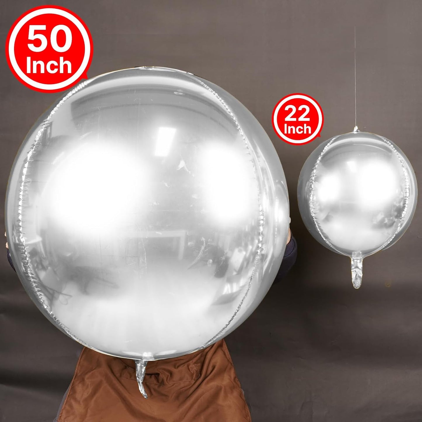 Set de 3 Globos Orbz 50plg Plata - Gigantes Orbz Calidad Helio 50 pulgadas