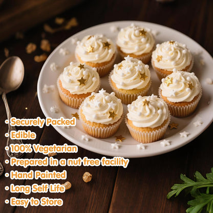 Sprinkles navidad estrellas oro y blancas no metalicas 1cm