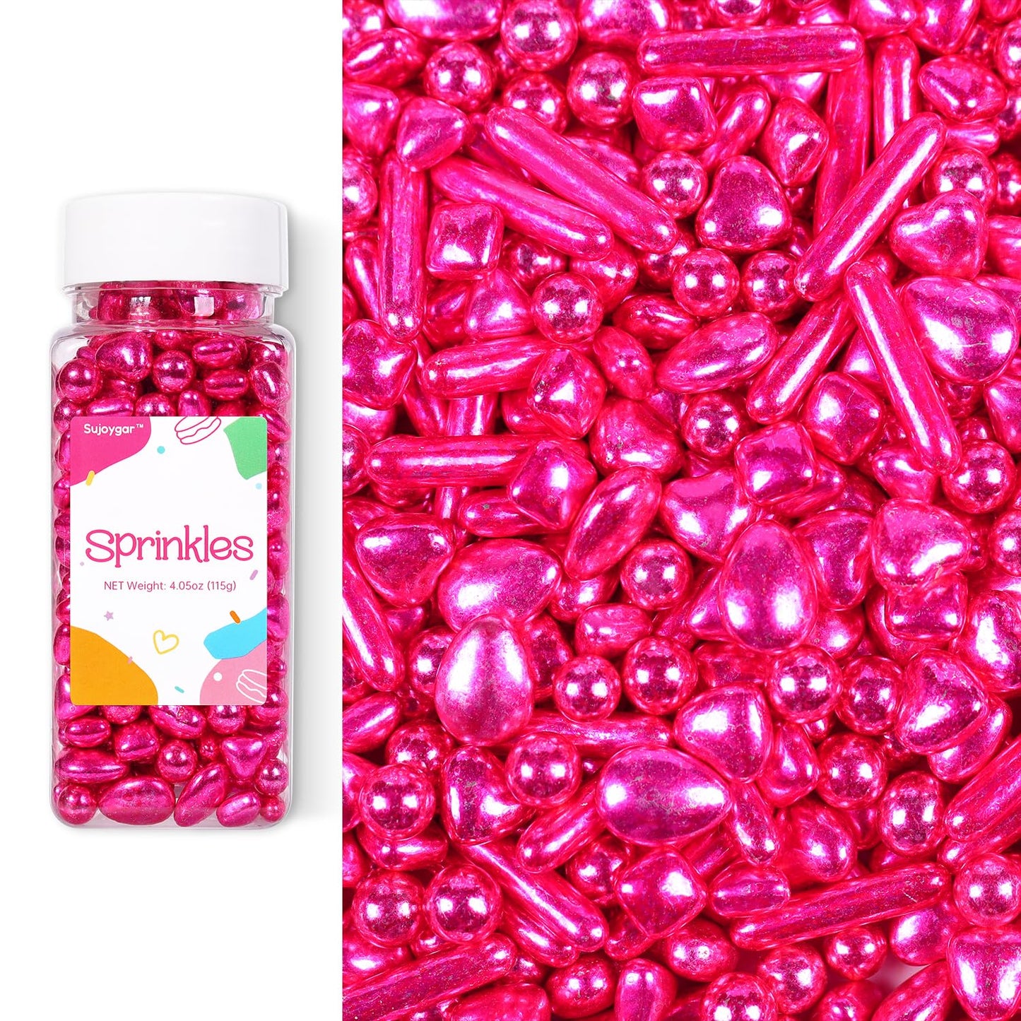 Sprinkles Metalicos Mix de Perlas Figuras Fucsia