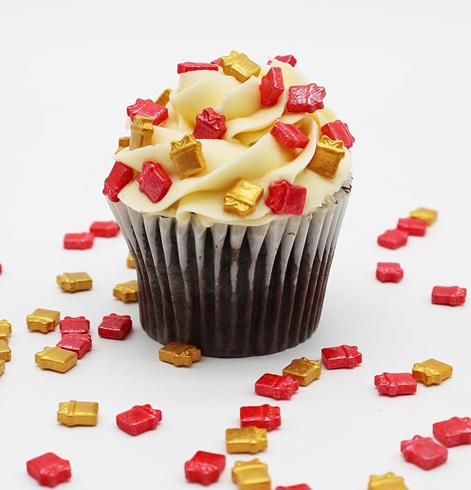 Sprinkles navidad regalitos oro y rojo 1cm