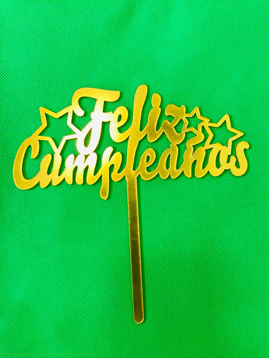 Topper Cake - Feliz Cumpleaños - 2 Piezas