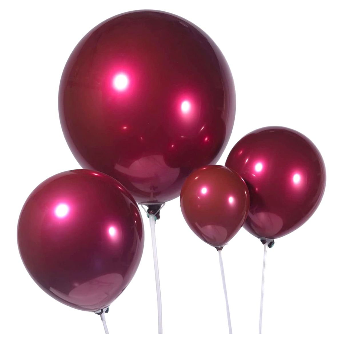 Globos Double Stuff 50 Pzas - 50 Globos Metalicos Cromados doble capa Rojo Bordo Granada