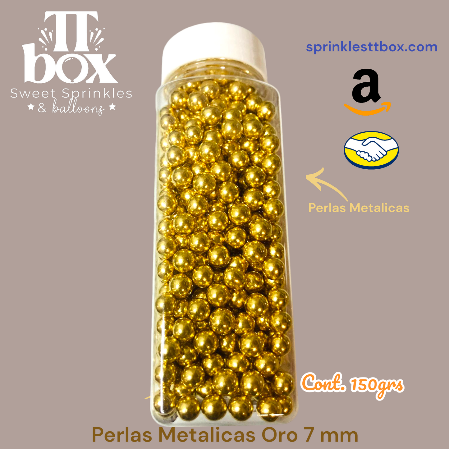 Sprinkles Summer - Metalicos Perlas Oro 4mm y 7mm Duo Frasco 150grs c/u