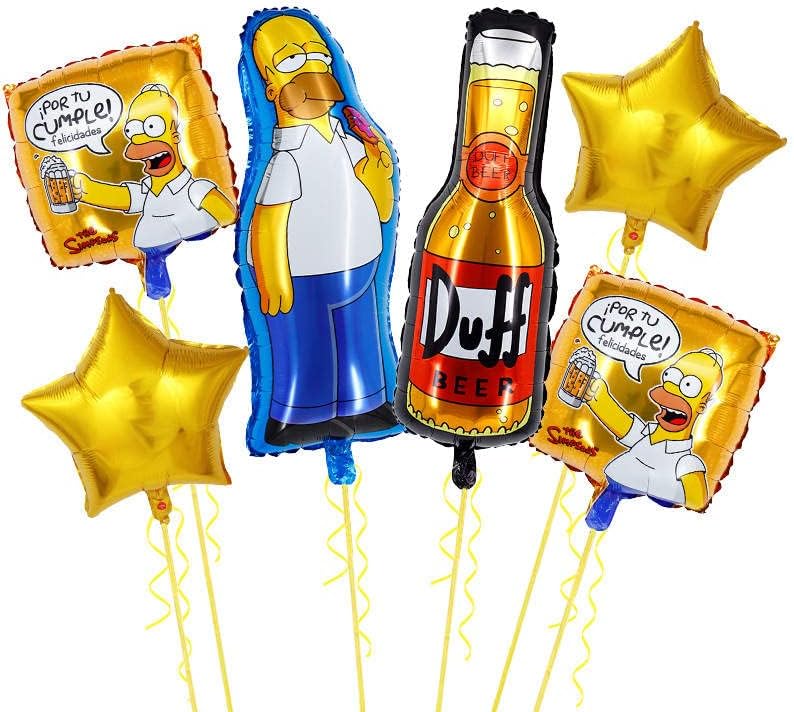 Globos Tematicos Globos de aluminio de 29 pulgadas, diseño de los Simpsons, decoración de fiesta Set de 6 piezas