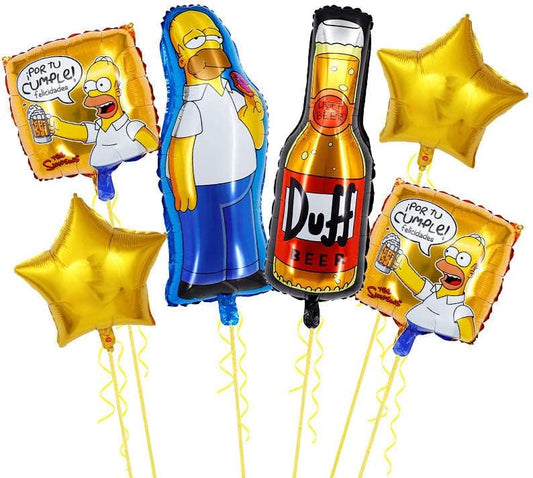 Globos Tematicos Globos de aluminio de 29 pulgadas, diseño de los Simpsons, decoración de fiesta Set de 6 piezas