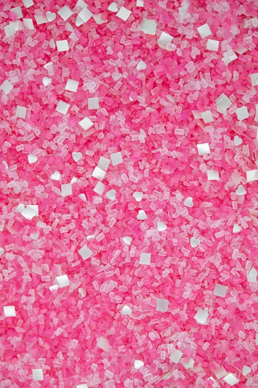 Sprinkles San Valentin Mini Cristales Blanco, Rosa 100grs C/glitter